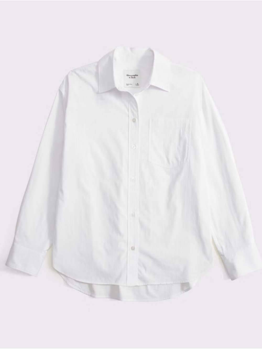 Abercrombie & Fitch White Classic Button-Down Linen Oversized Shirt